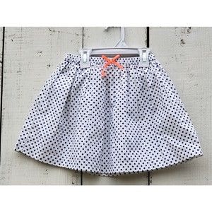 Oskosh B'gosh Girls Swing Skirt Size 4 White  Blue Polka Dots Pink Bow NEW